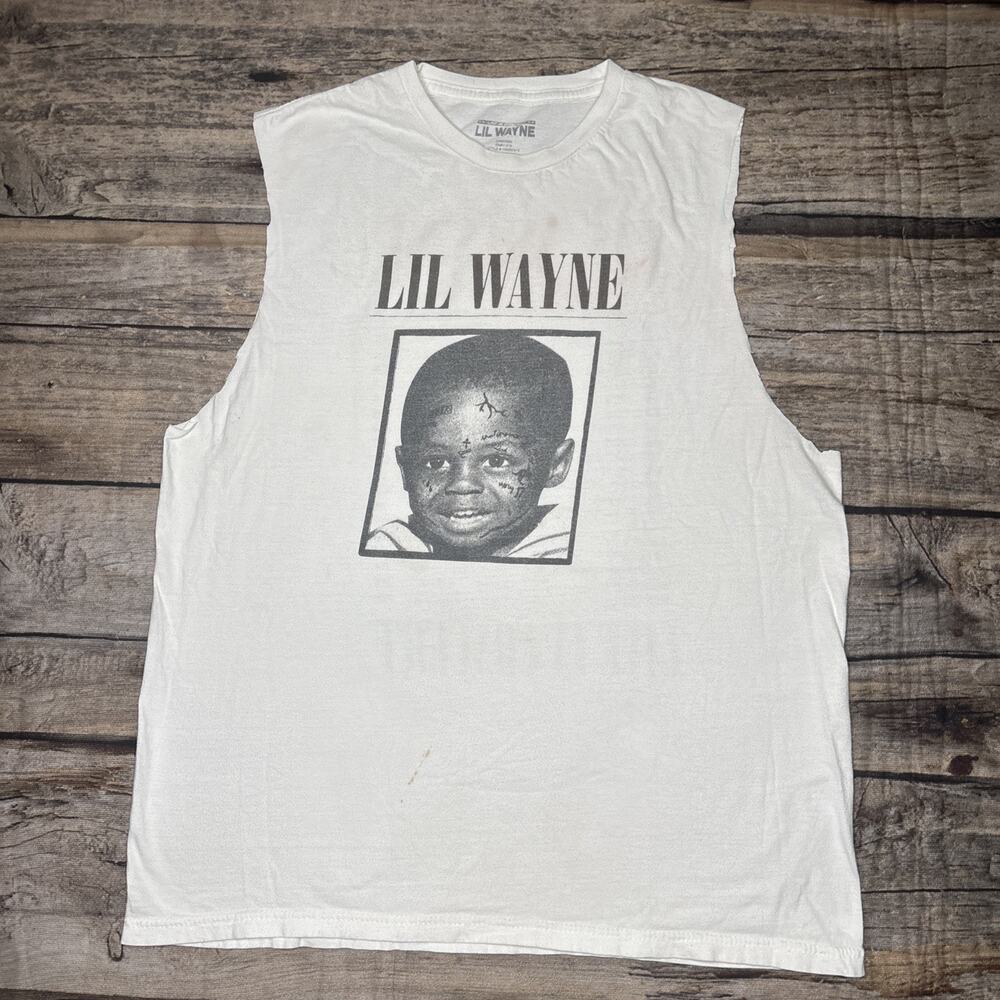 Lil Wayne Baby Carter Live in Concert Cutoff T Shirt Mens Size Medium OS White